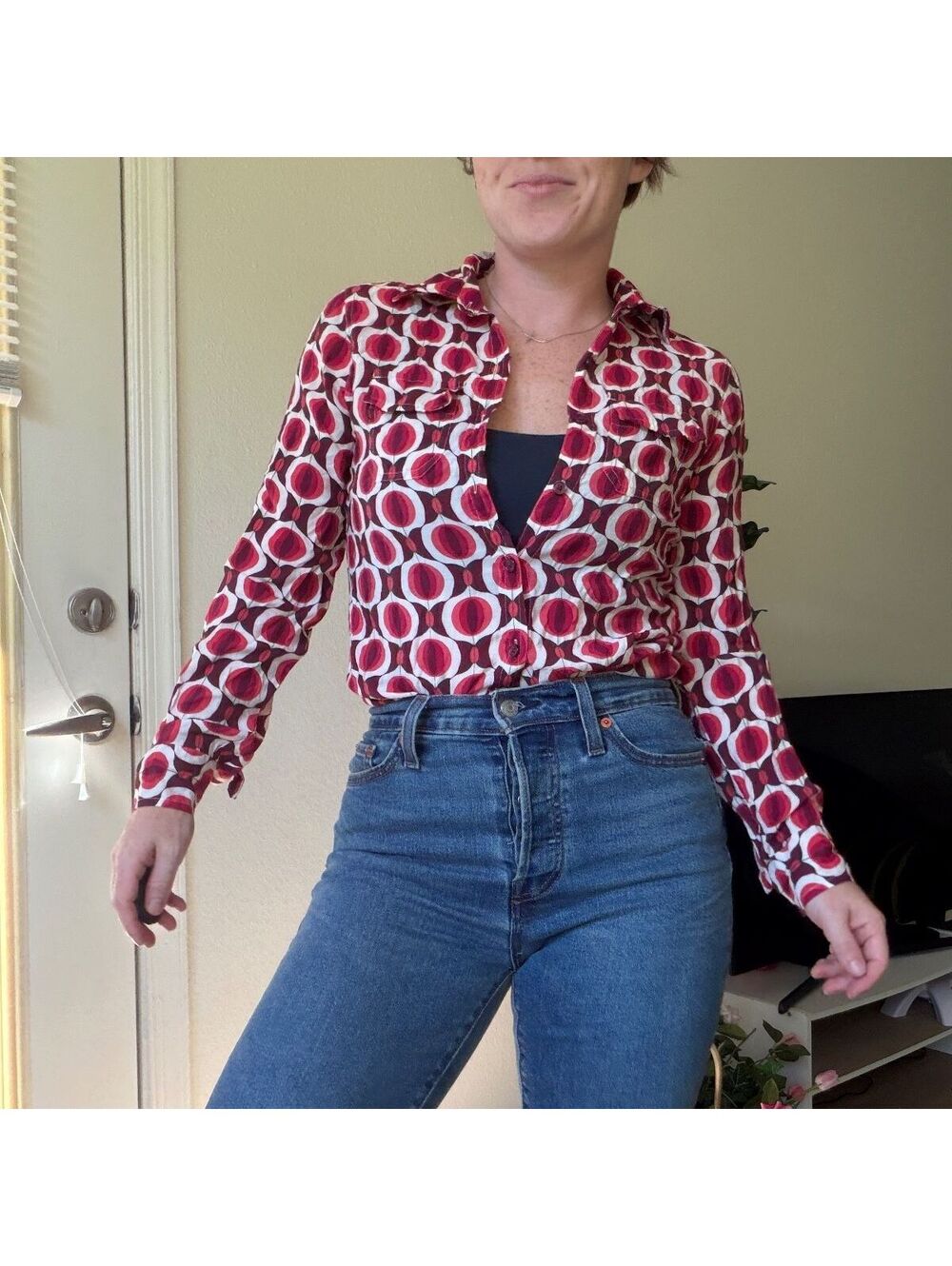 Vintage 70s button up long sleeve blouse